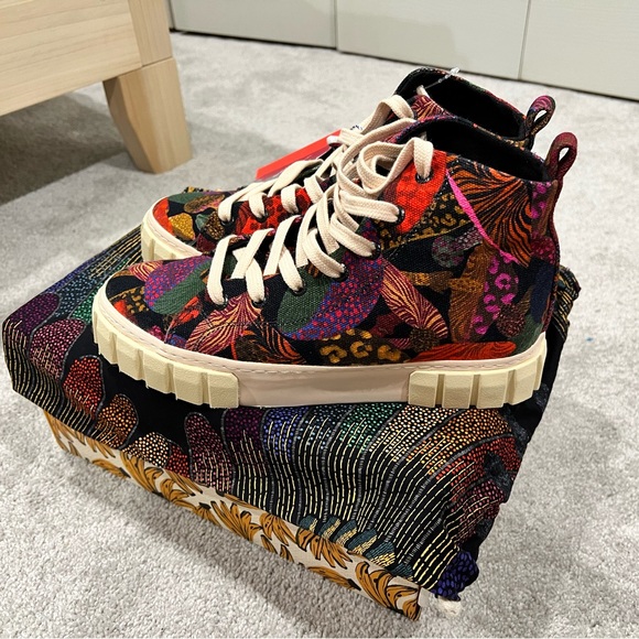 NWT Farm Rio Black Leopard Mushroom Flatform Sneaker - Picture 4 of 6